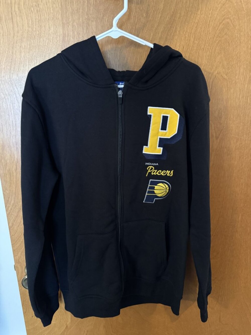 Indiana Pacers Sweatshirt Jacket Men's Medium Black Full Zip NBA Basketball Logo